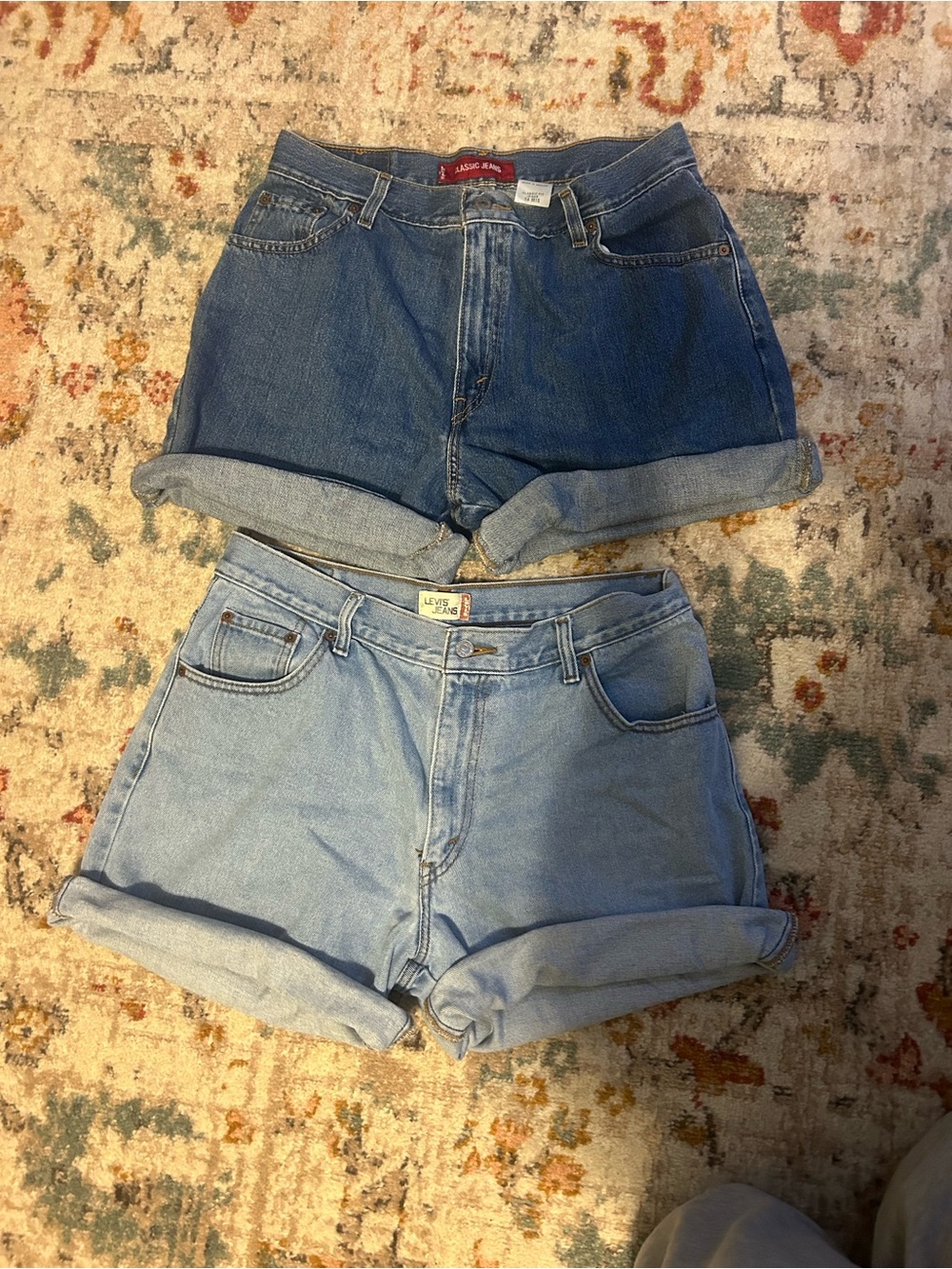 Levi's Light Wash and dark wash Denim High-Rise Shorts set